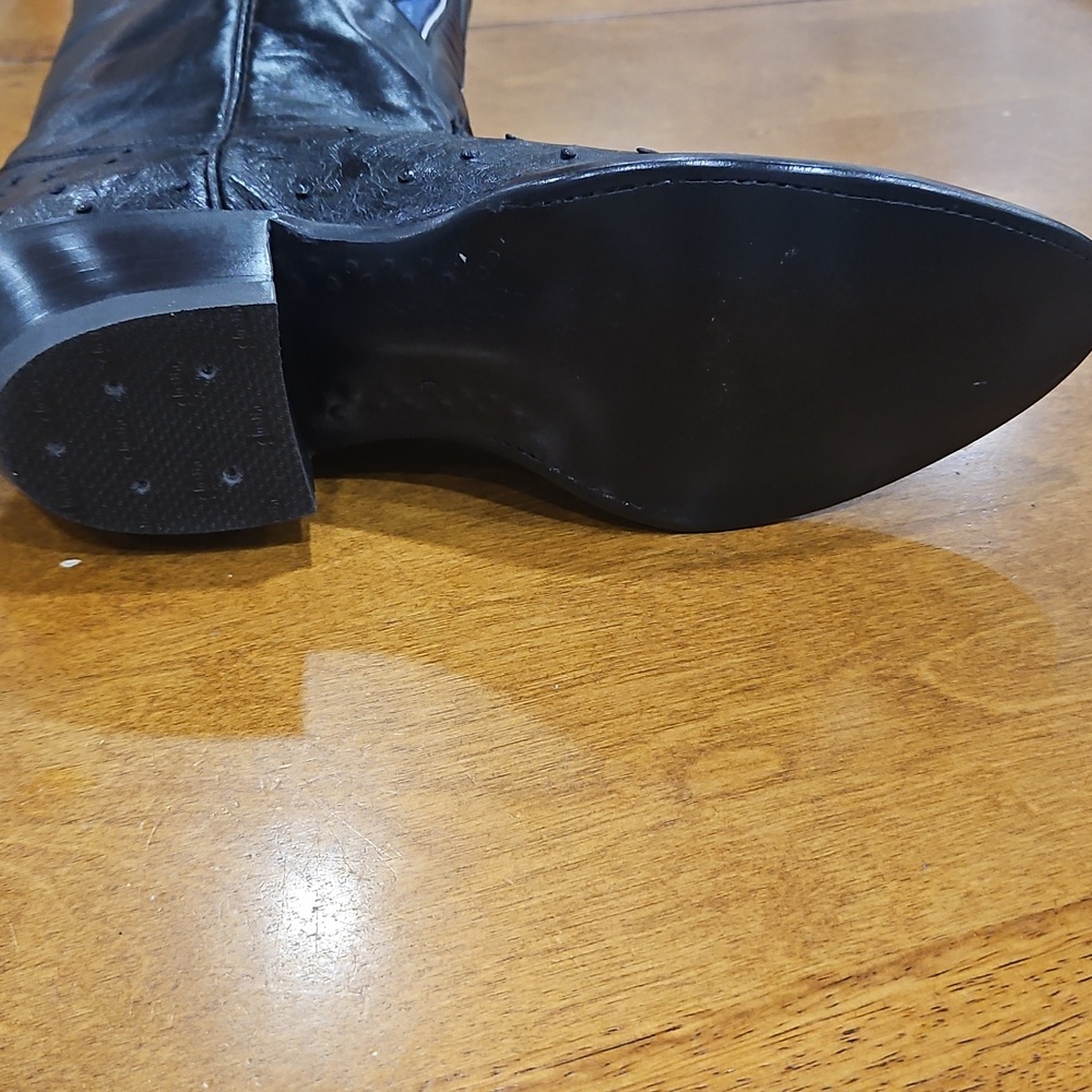 Justin Boots Black and Blue Heeled Boots - Picture 5 of 10